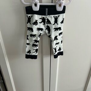 Little blue house  Black and White bear Print tights